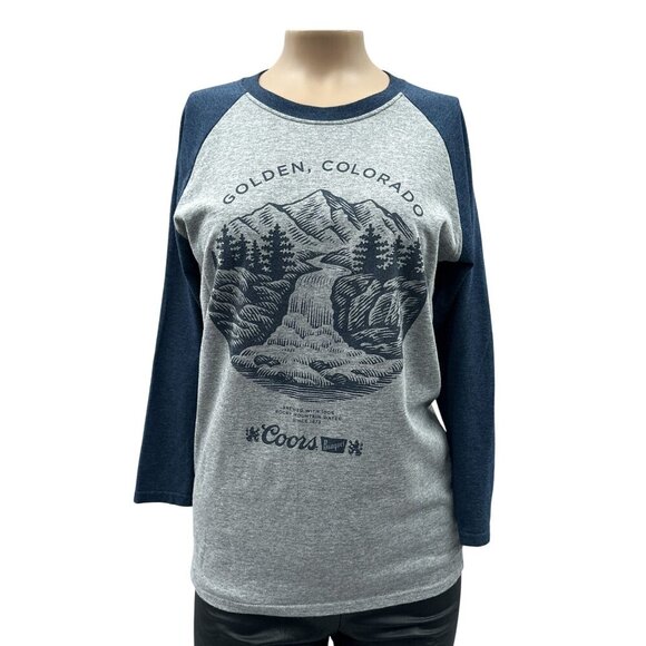 Coors Banquet Golden‎ Colorado Baseball Tee Raglan Sleeve Shirt Women S - Picture 1 of 10